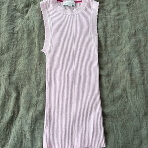 Free Assembly Pink Sleeveless Ribbed Stretchy Tank Top Feminine Coquette